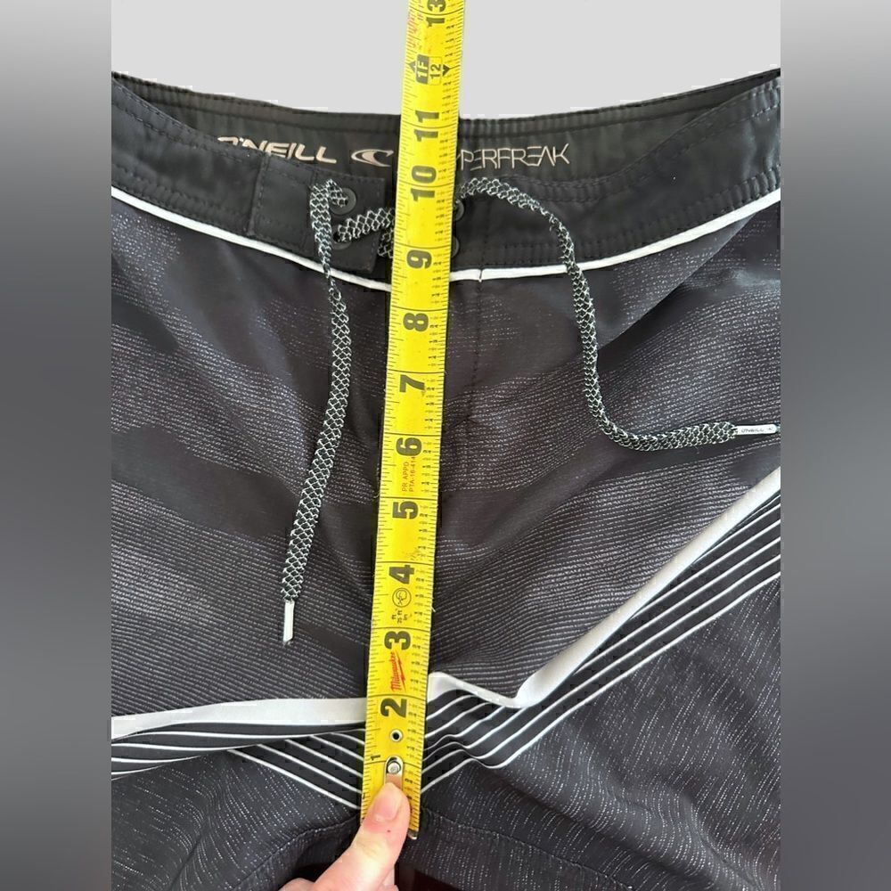 O’Neill Big Boys 26 Waist Striped Unlined Board Shorts Blue Blue Gray Black - Picture 12 of 12